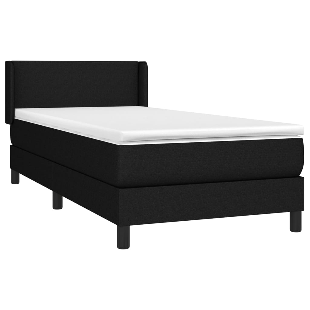 vidaXL Cama box spring con colchón tela negro 80x200 cm