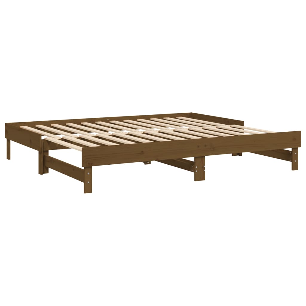 vidaXL Sofá cama extraíble madera maciza de pino marrón 2x(100x200) cm