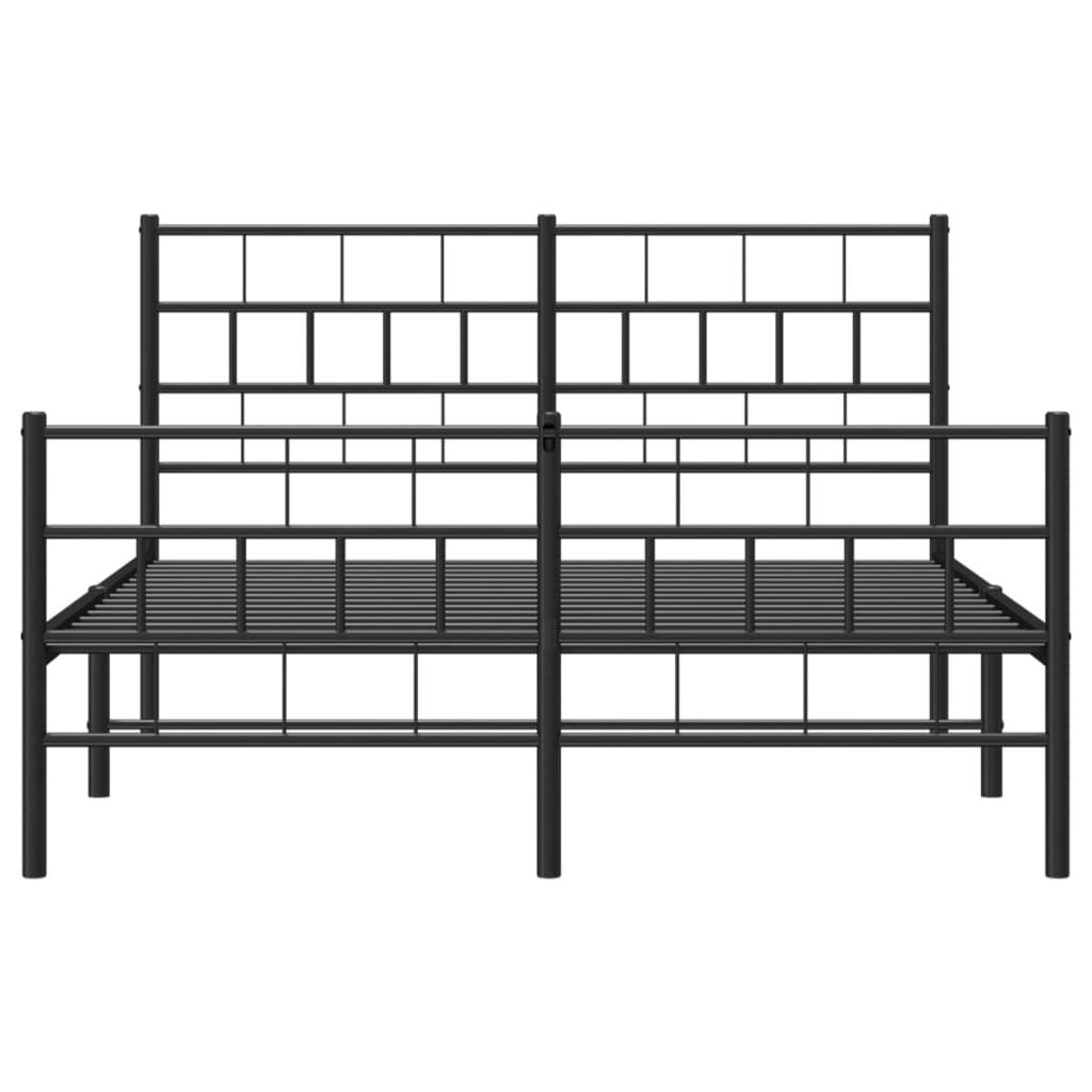 vidaXL Estructura cama sin colchón con estribo metal negro 135x190 cm