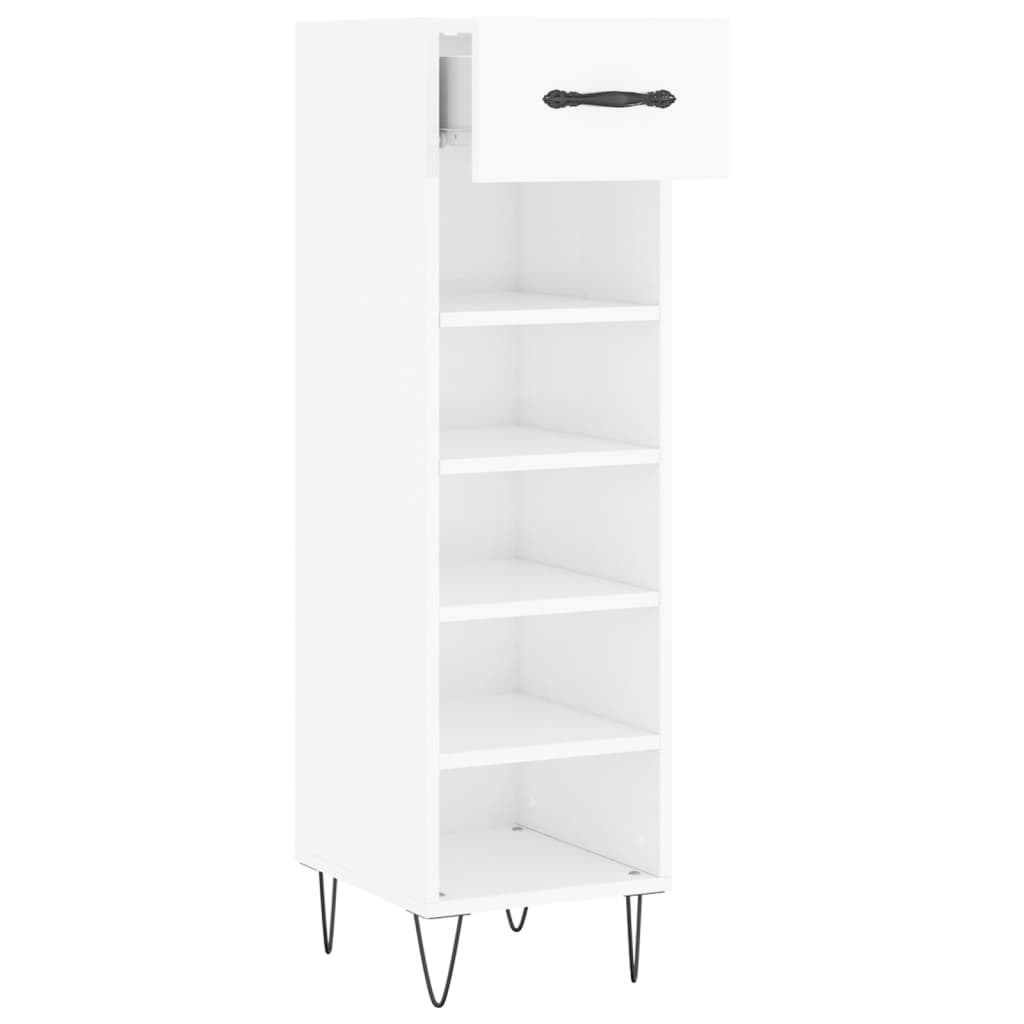 vidaXL Mueble zapatero madera contrachapada blanco brillo 30x35x105 cm