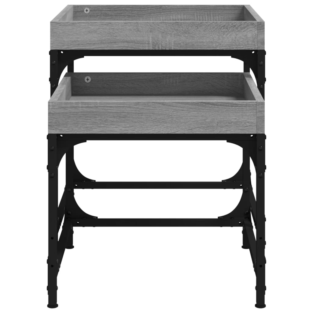 vidaXL Mesitas auxiliares 2 uds madera contrachapada gris Sonoma