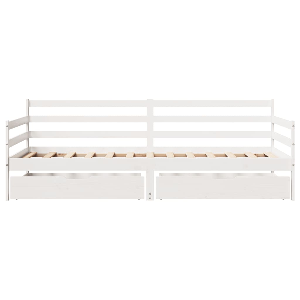 vidaXL Sofá cama con cajones madera maciza de pino 90x200 cm