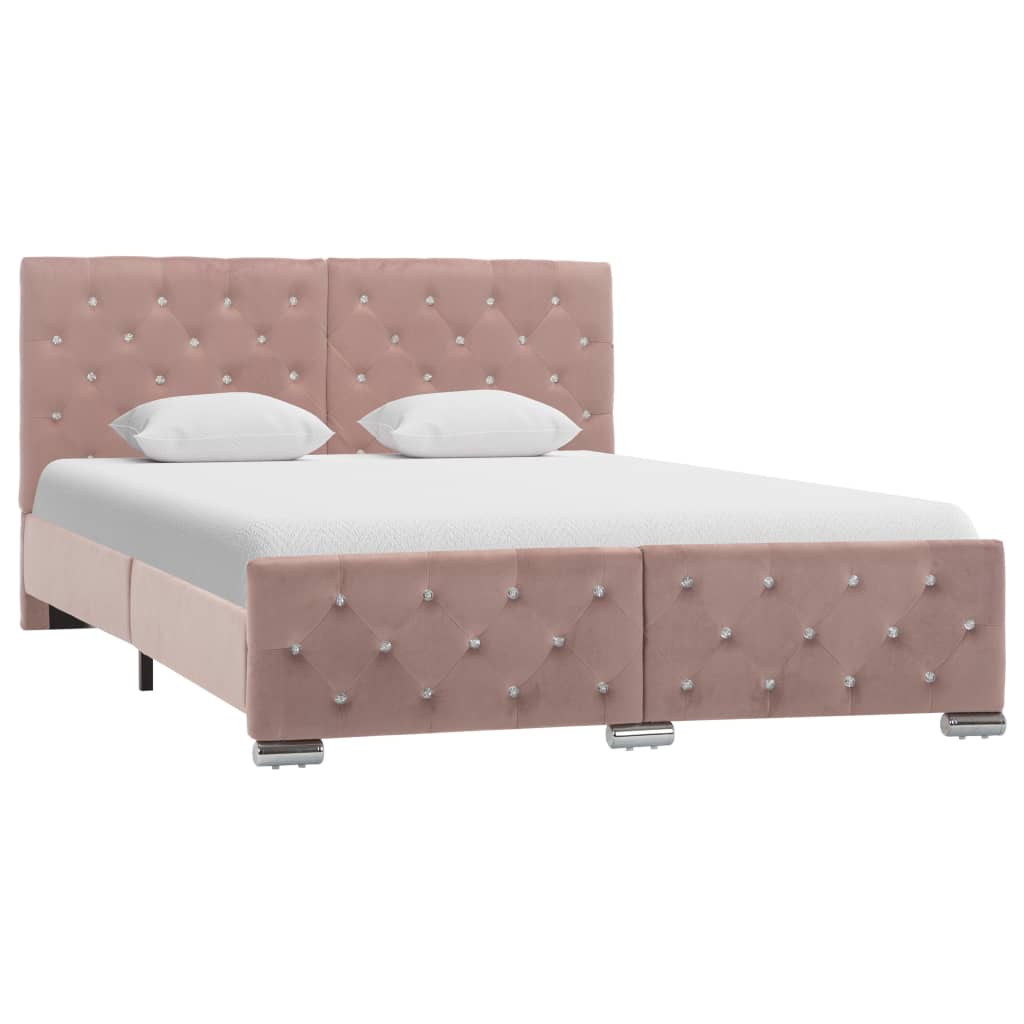 vidaXL Estructura de cama sin colchón terciopelo rosa 140x200 cm