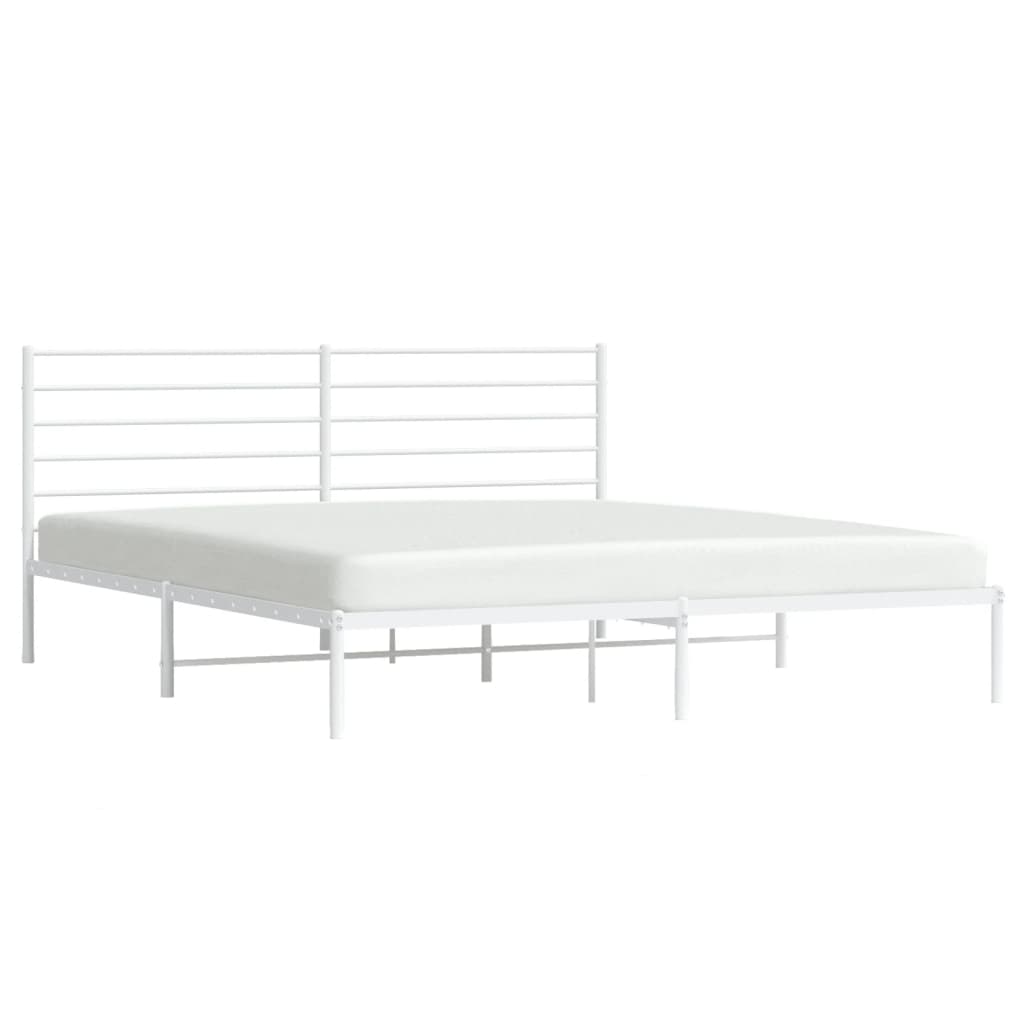 vidaXL Estructura de cama de metal con cabecero blanco 183x213 cm