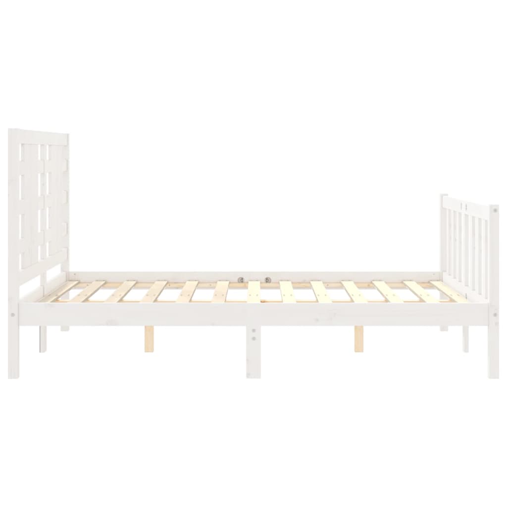 vidaXL Estructura de cama con cabecero madera maciza blanco 120x200 cm