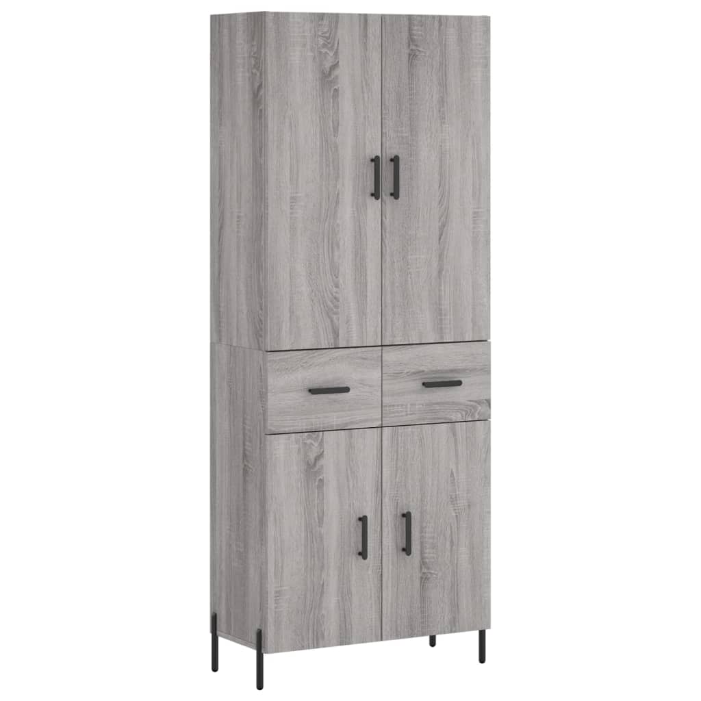 vidaXL Aparador alto madera contrachapada gris sonoma 69,5x34x180 cm