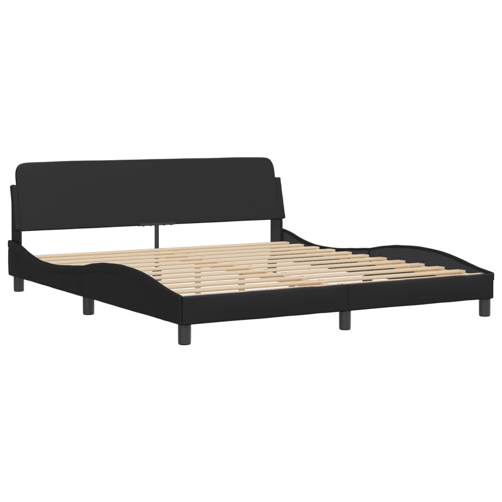 vidaXL Estructura cama LED sin colchón cuero sintético negro 180x200cm