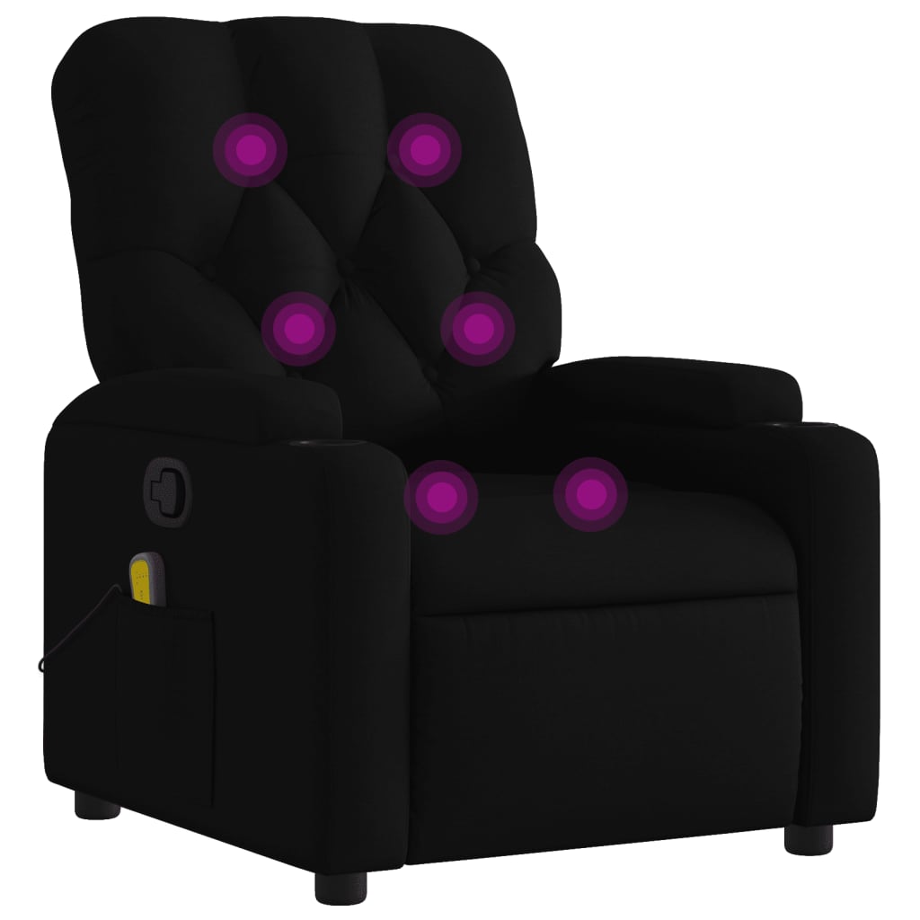 vidaXL Sillón reclinable de masaje de tela negro