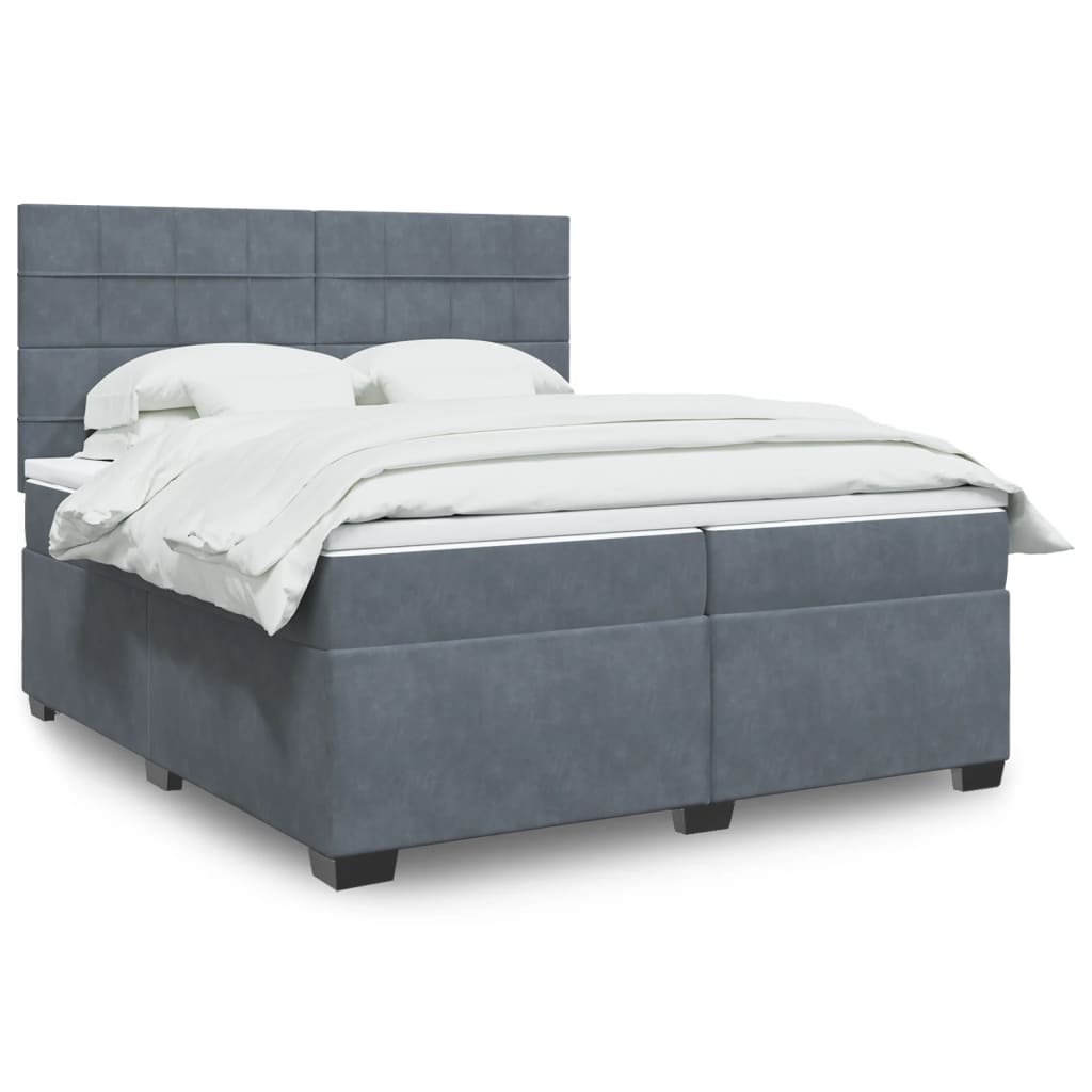 vidaXL Cama box spring con colchón terciopelo gris oscuro 200x200 cm