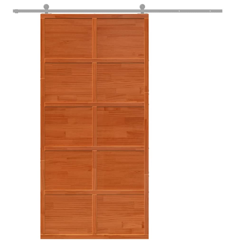 vidaXL Puerta de granero madera maciza pino marrón miel 100x208 cm