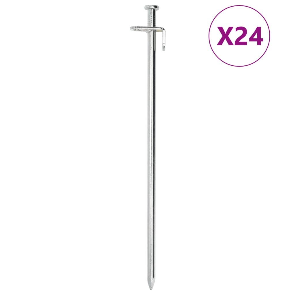 vidaXL Clavijas para tienda 24 uds acero galvanizado 30 cm 8 mm