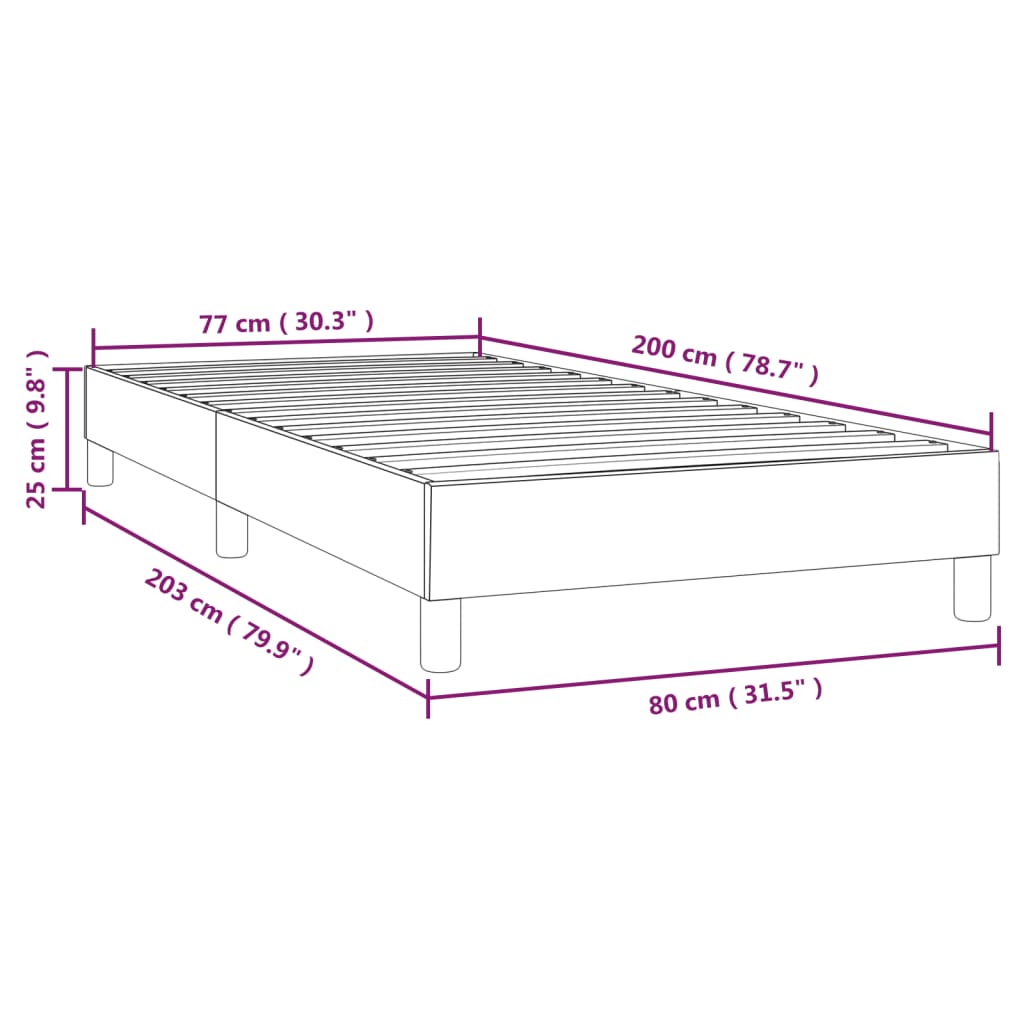 vidaXL Estructura de cama de tela gris oscuro 80x200 cm