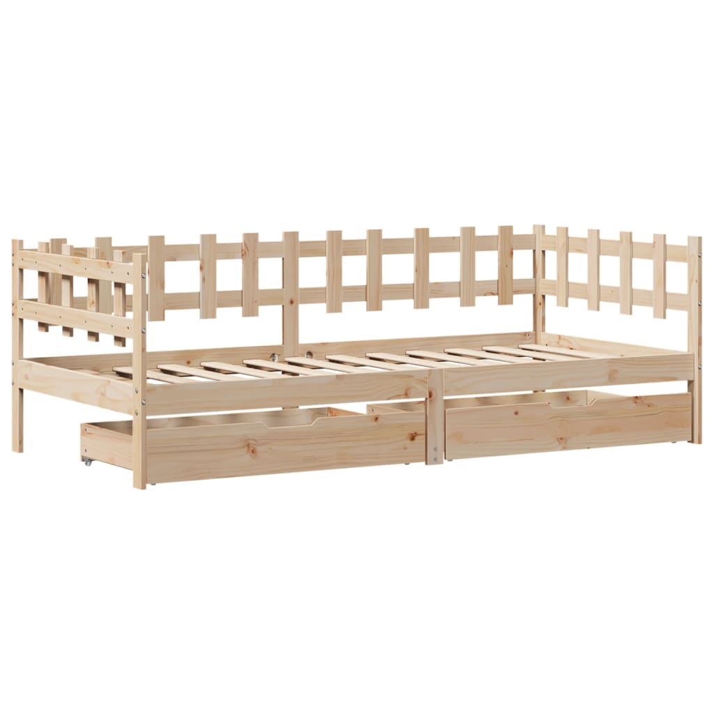 vidaXL Sofá cama con cajones madera maciza de pino 80x200 cm