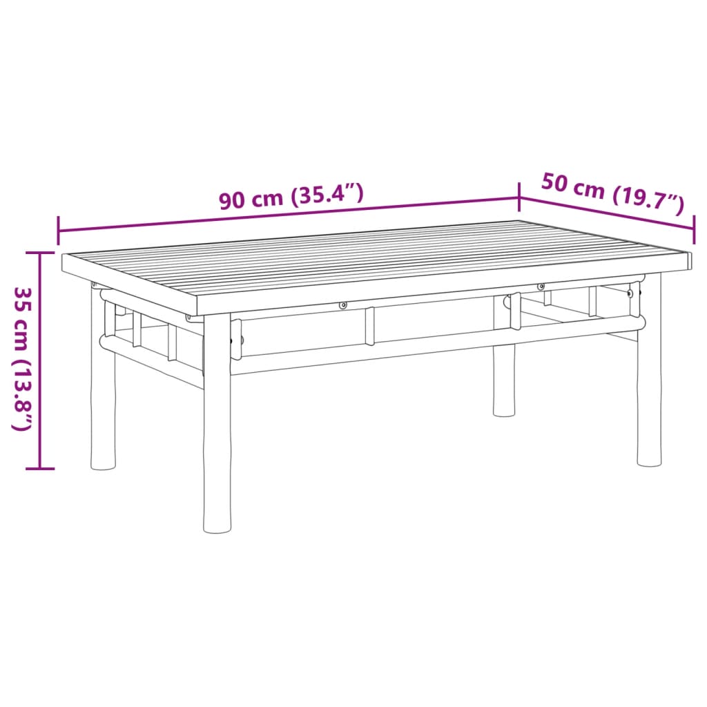 vidaXL Mesita de centro de bambú 90x50x35 cm