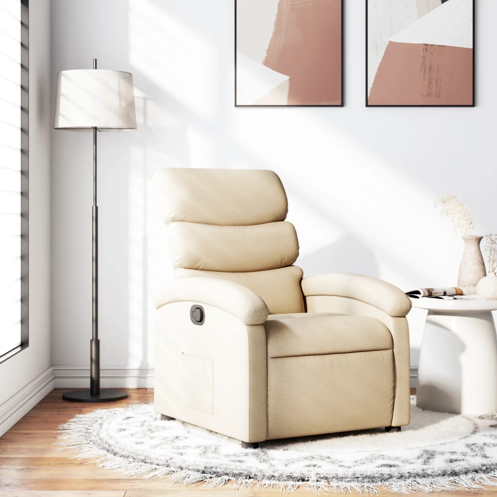 vidaXL Sillón reclinable de tela crema