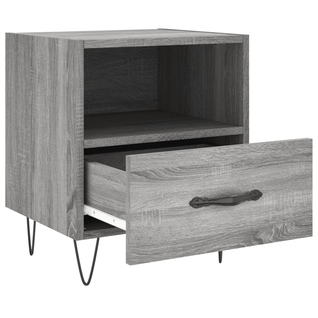 vidaXL Mesitas noche 2 uds madera ingeniería gris Sonoma 40x35x47,5 cm