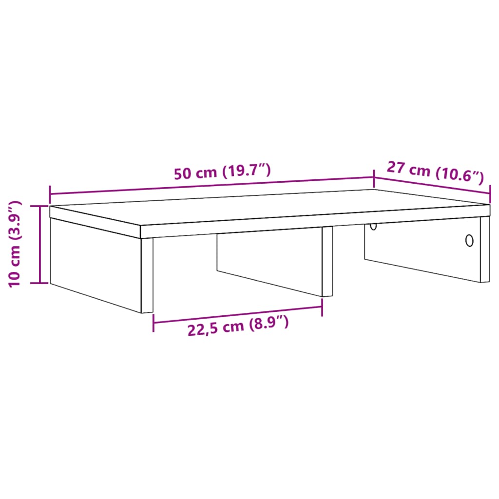 vidaXL Soporte de pantalla madera ingeniería roble Sonoma 50x27x10 cm