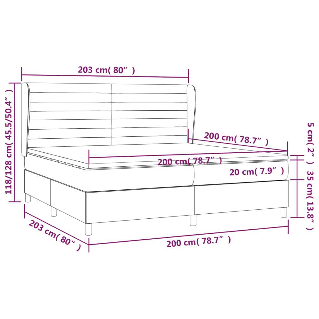 vidaXL Cama box spring con colchón tela negro 200x200 cm