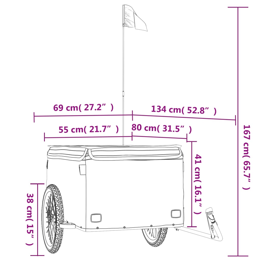 vidaXL Remolque para bicicleta hierro negro 45 kg