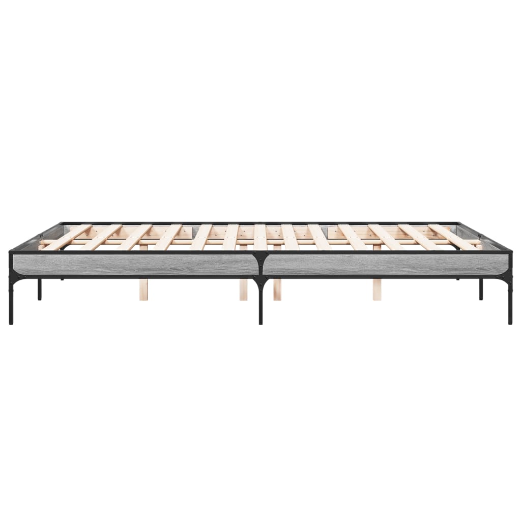 vidaXL Estructura cama madera ingeniería metal gris Sonoma 150x200 cm