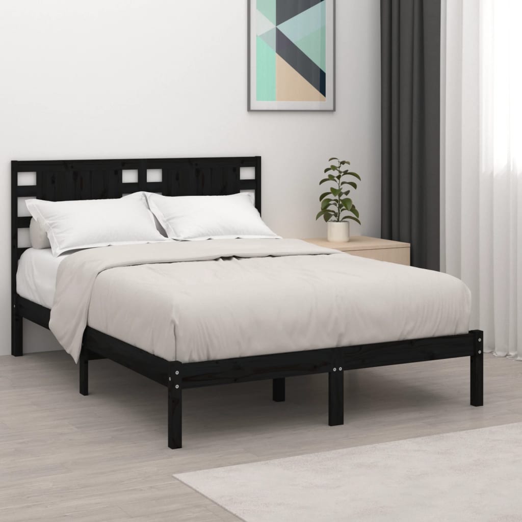 vidaXL Estructura de cama de madera maciza de pino negra 200x200 cm