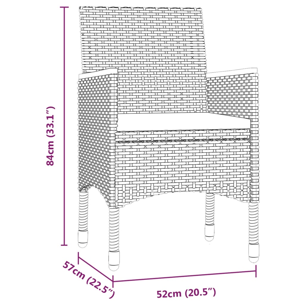 vidaXL Juego de comedor de jardín 7 piezas con cojines gris y negro