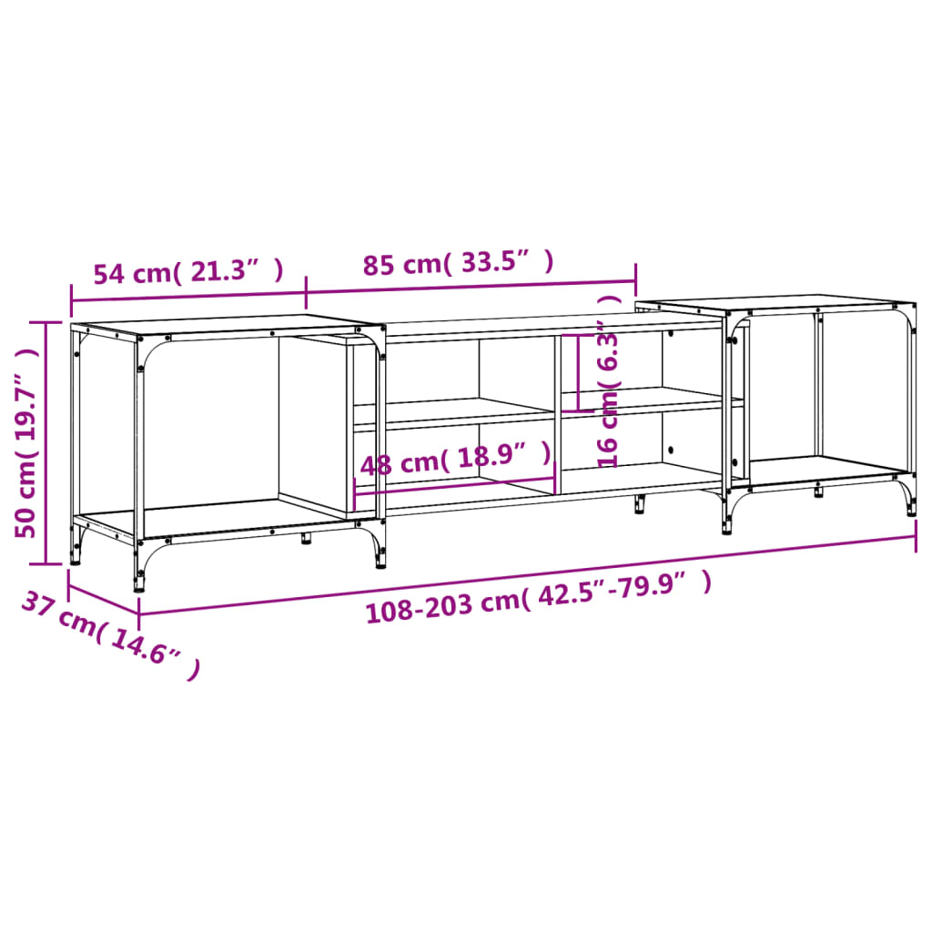 vidaXL Mueble de TV madera de ingeniería negro 203x37x50 cm