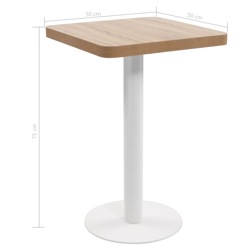 vidaXL Mesa de bistró MDF marrón claro 50x50 cm