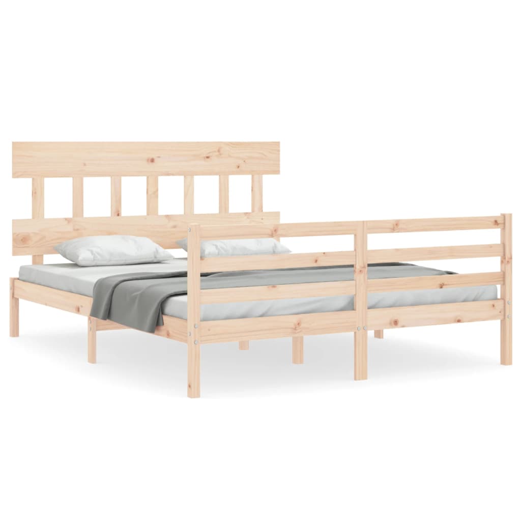 vidaXL Estructura de cama de matrimonio con cabecero madera maciza