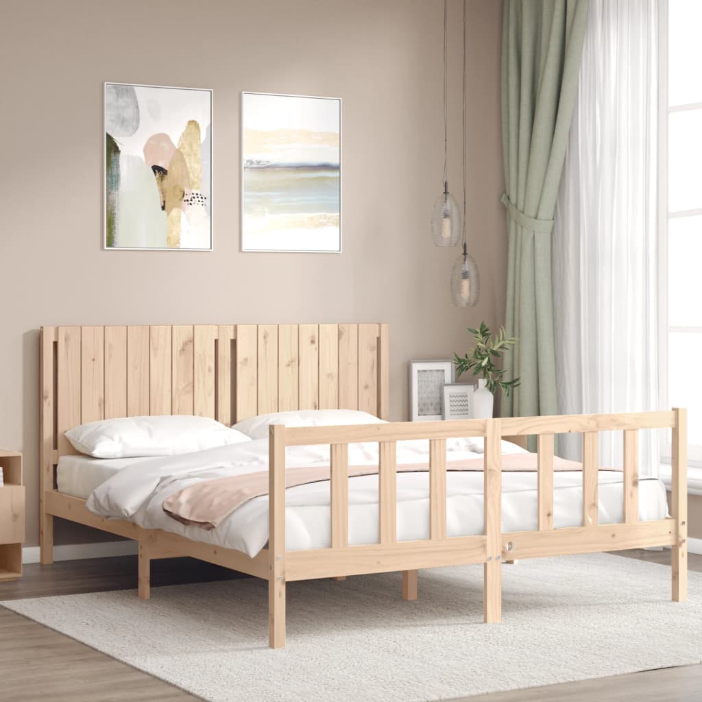 vidaXL Estructura de cama con cabecero madera maciza 160x200 cm