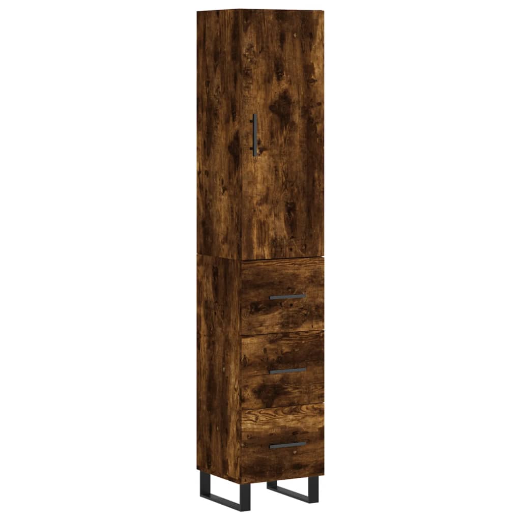 vidaXL Aparador de madera contrachapada roble ahumado 34,5x34x180 cm