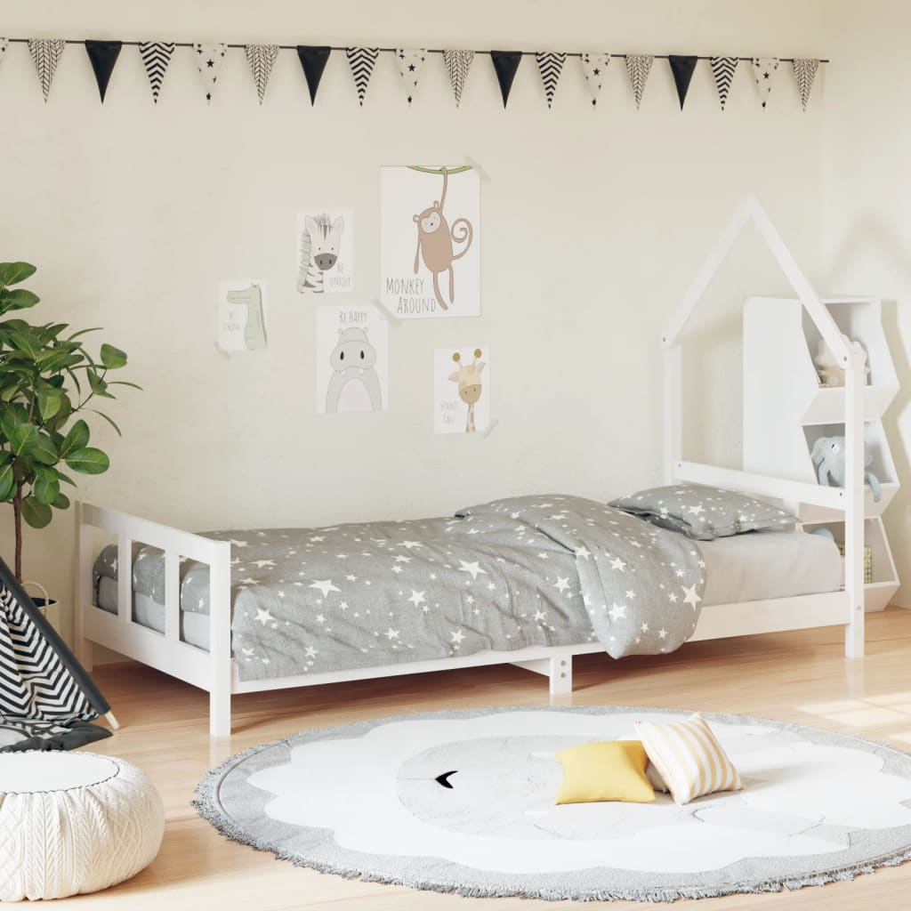 vidaXL Estructura de cama para niños madera de pino blanco 90x200 cm