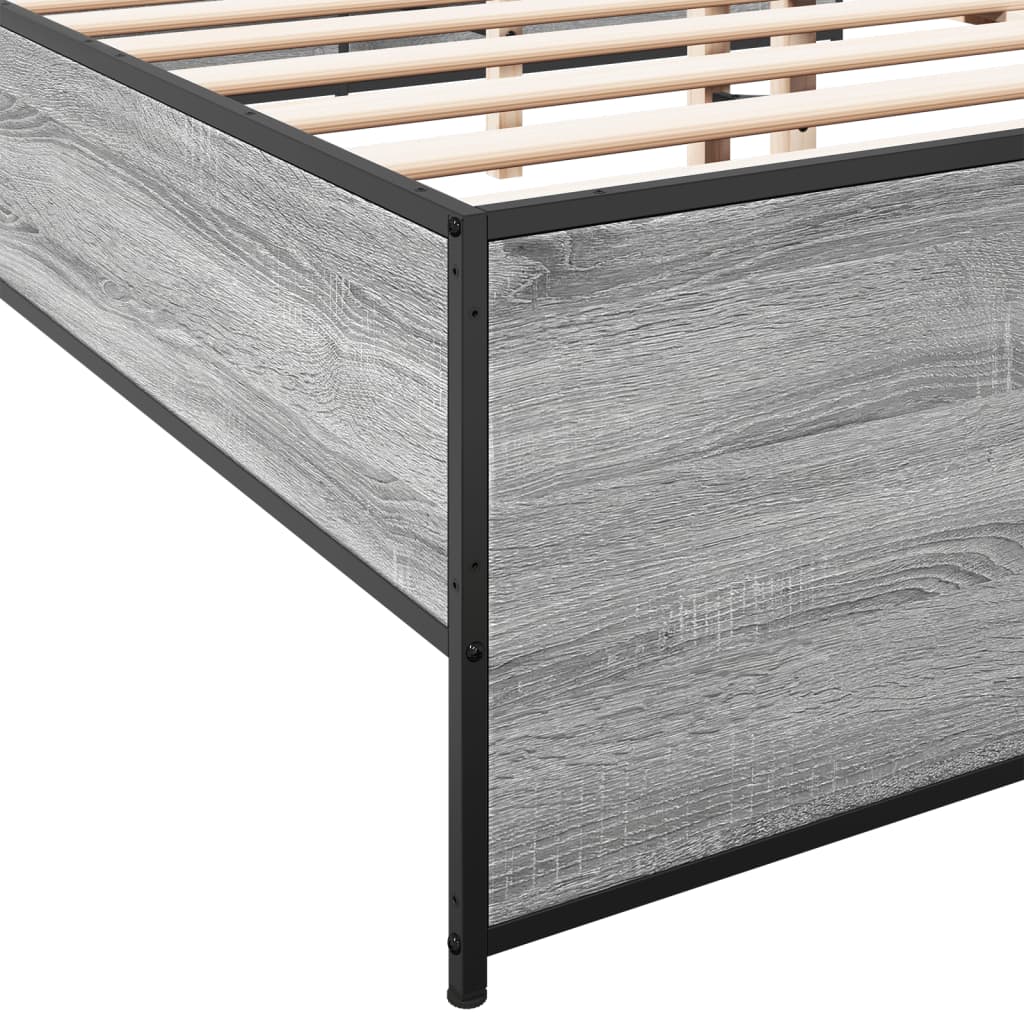 vidaXL Estructura cama madera ingeniería metal gris Sonoma 140x200 cm