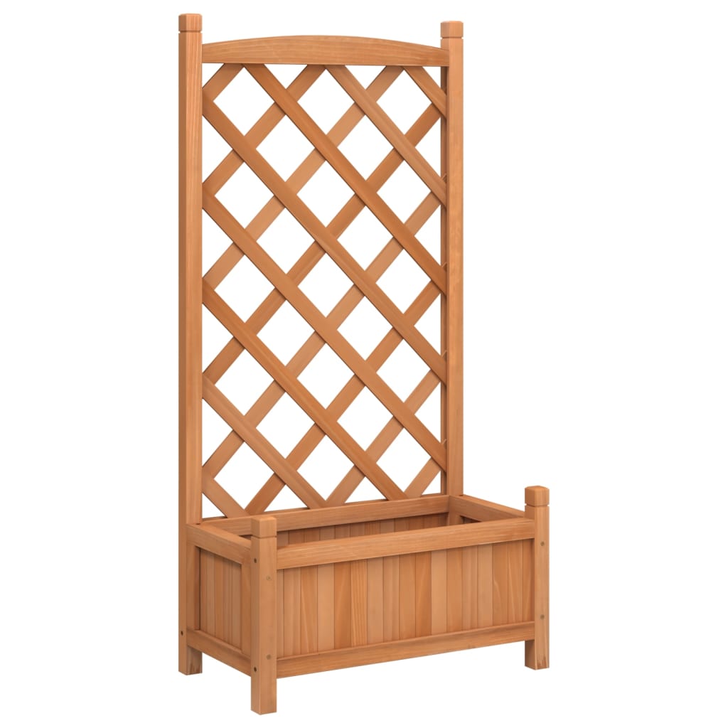 vidaXL Jardinera con enrejado de madera maciza de abeto marrón