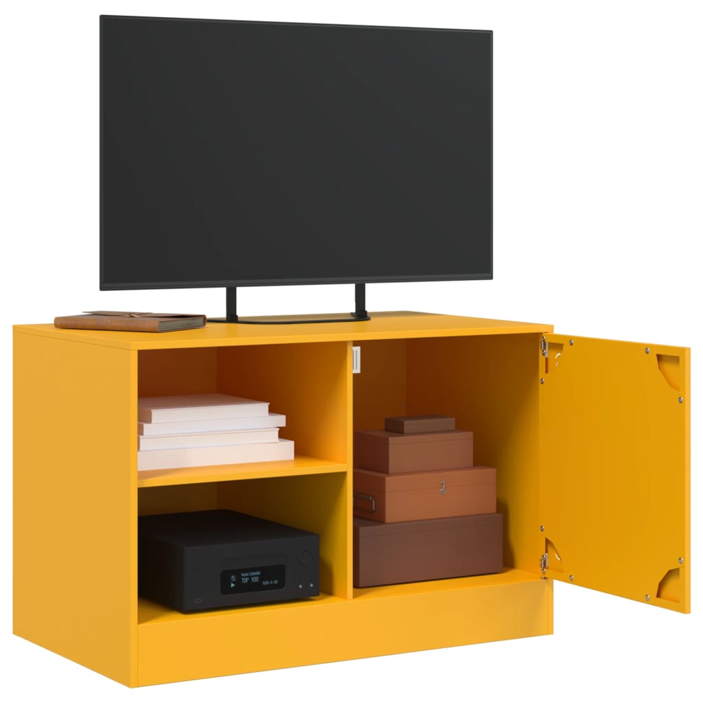 vidaXL Mueble para TV de acero amarillo mostaza 67x39x44 cm