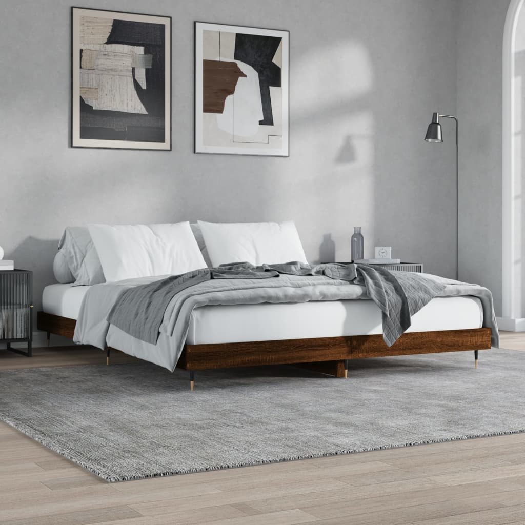 vidaXL Estructura de cama madera de ingeniería marrón roble 180x200 cm