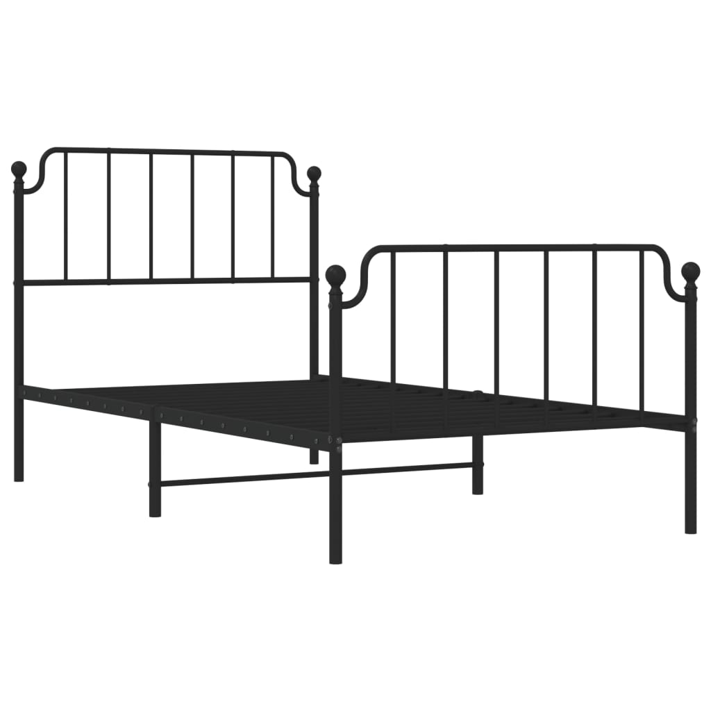 vidaXL Estructura cama sin colchón con estribo metal negro 100x190 cm