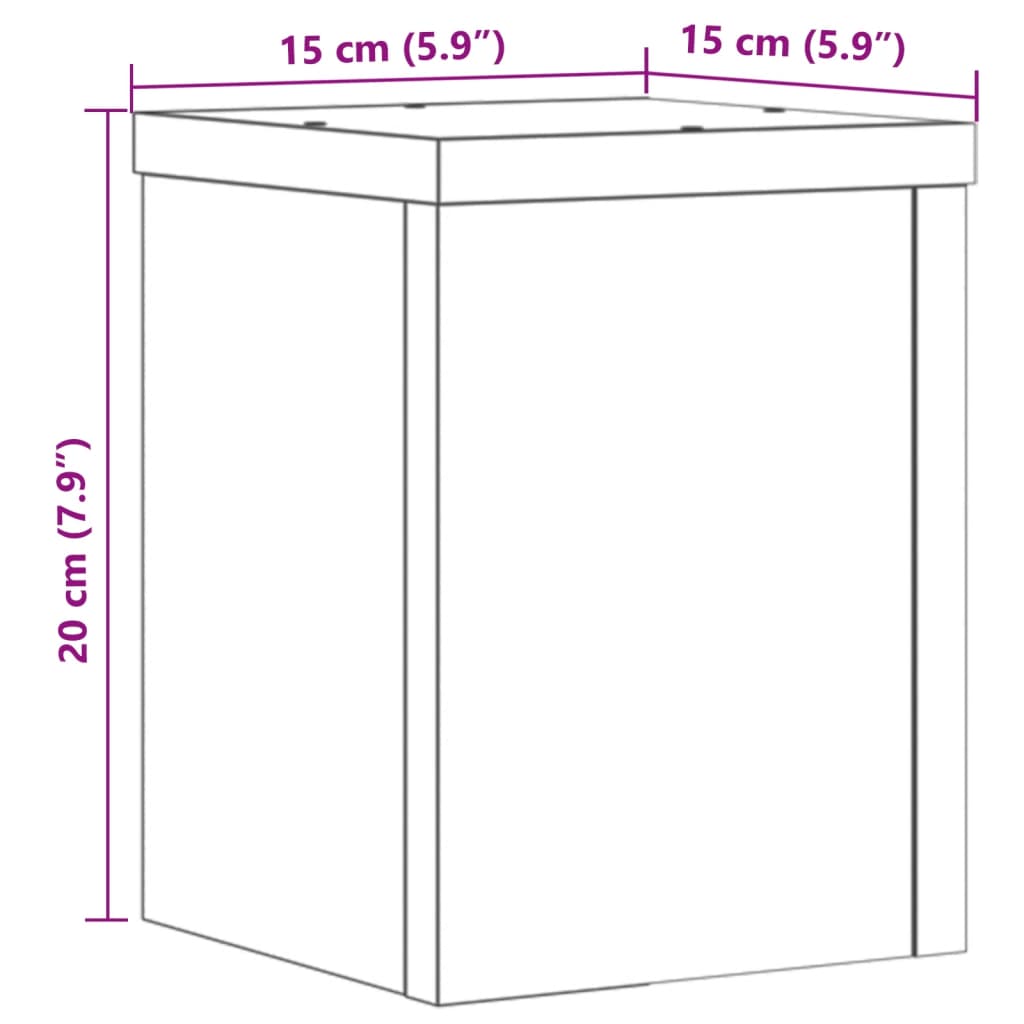 vidaXL Soportes de plantas 2 uds madera ingeniería negro 15x15x20 cm