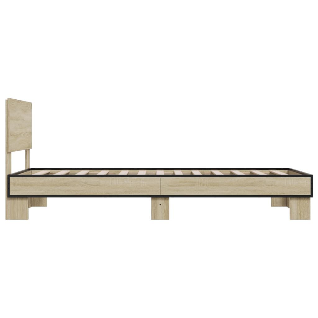 vidaXL Estructura cama madera ingeniería metal roble Sonoma 100x200 cm