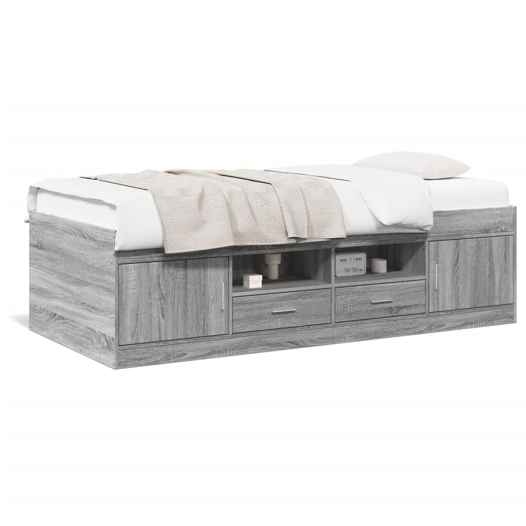 vidaXL Sofá cama con cajones sin colchón gris Sonoma 75x190 cm