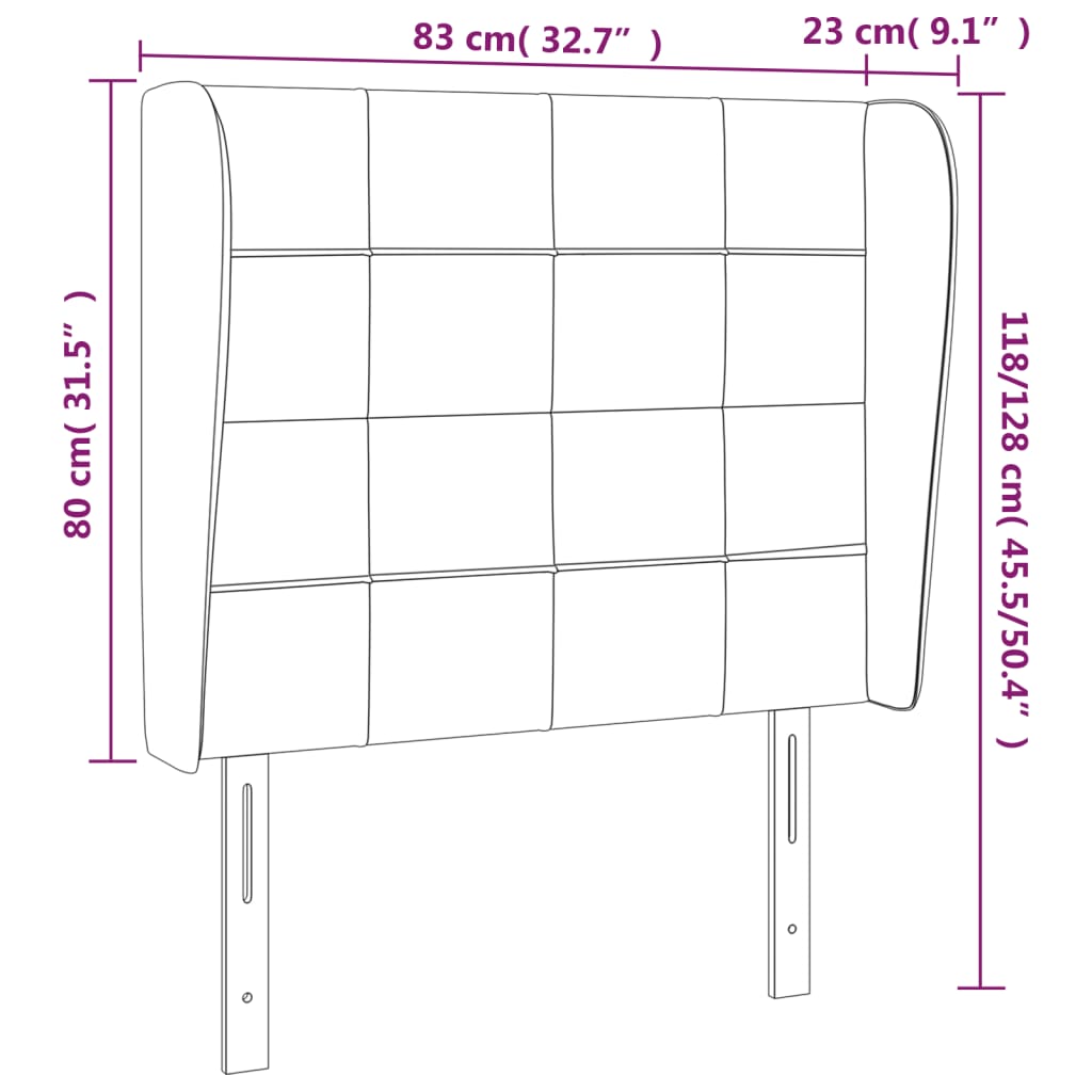 vidaXL Cabecero con orejas de tela color crema 83x23x118/128 cm