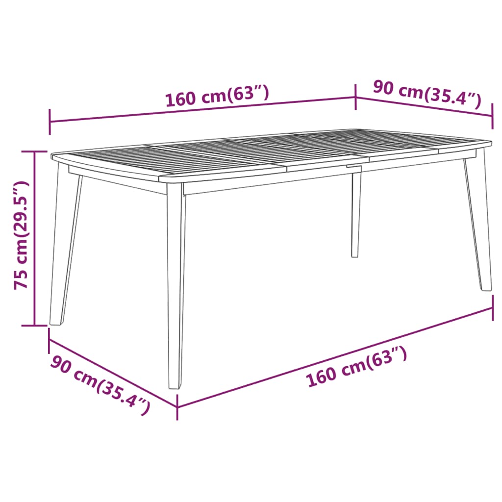 vidaXL Juego de comedor de jardín 7 piezas madera maciza de acacia