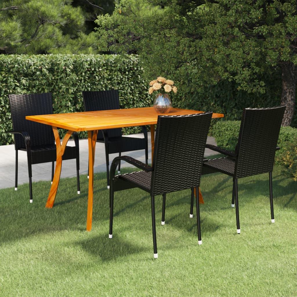 vidaXL Juego de comedor para jardín 5 piezas negro