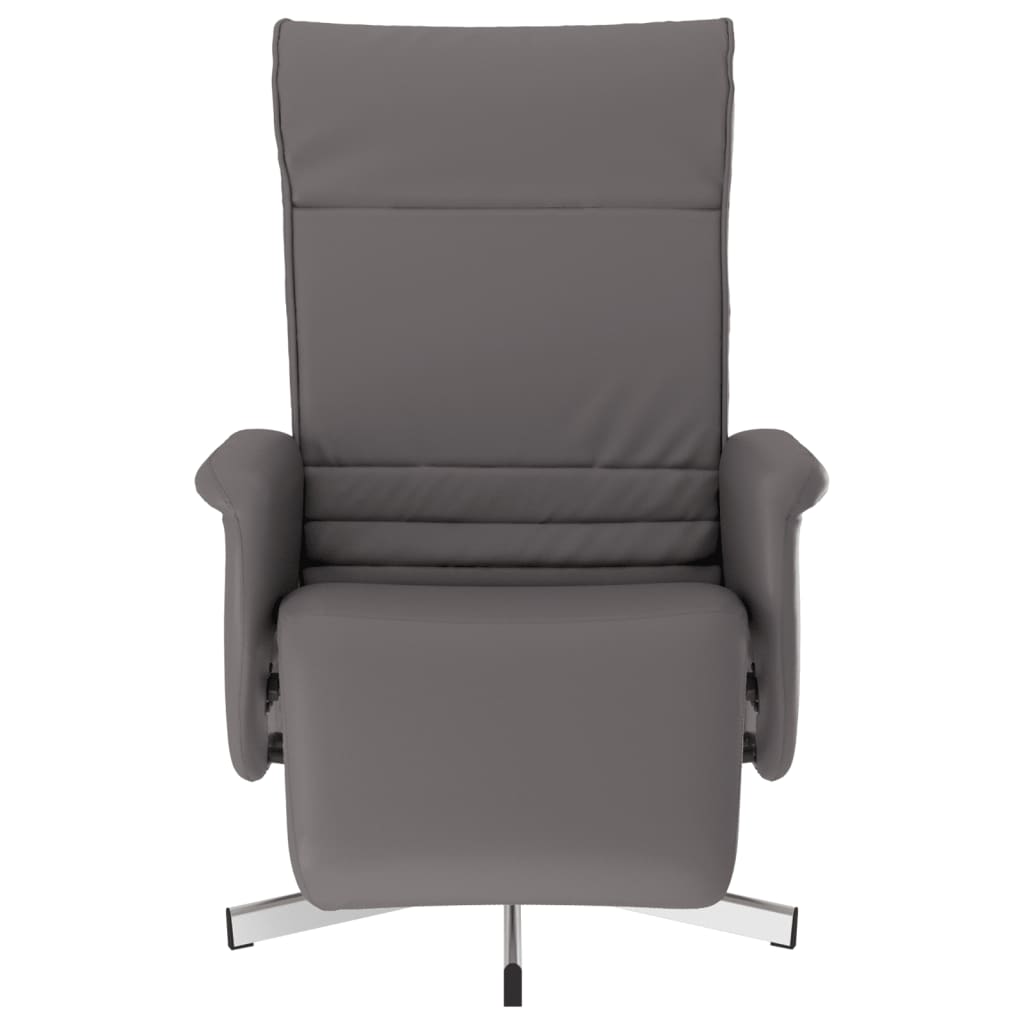 vidaXL Sillón reclinable con reposapiés cuero sintético gris