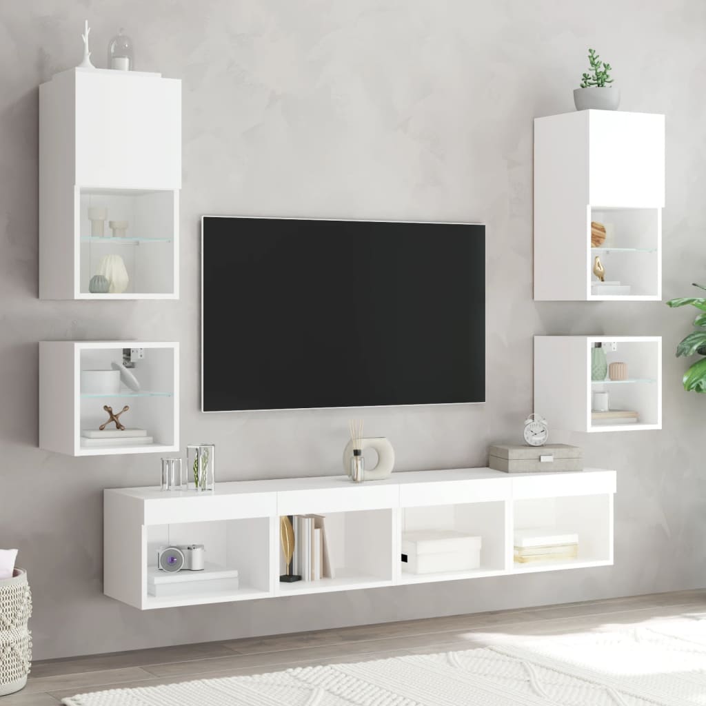 vidaXL Mueble de TV de pared con luces LED blanco 30x28,5x30 cm