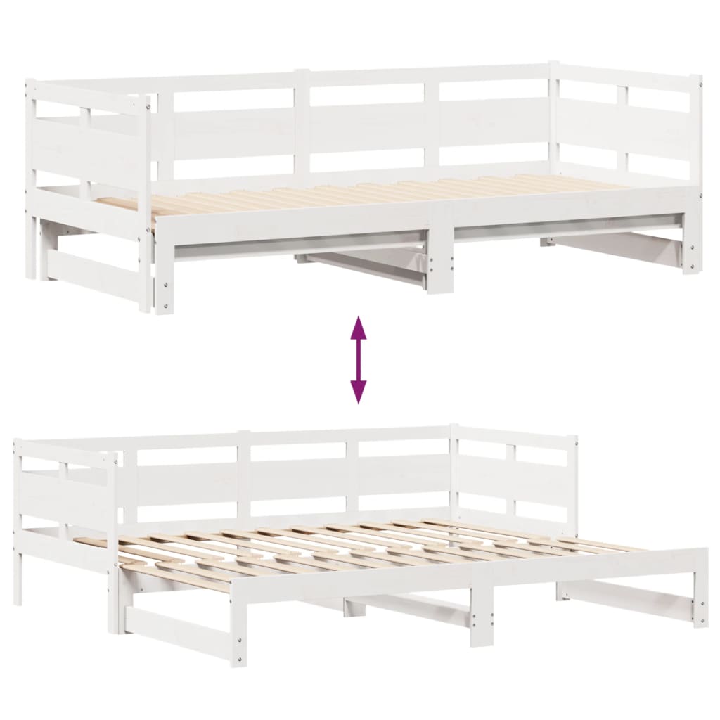 vidaXL Sofá cama nido con cajones madera maciza pino blanca 80x200 cm