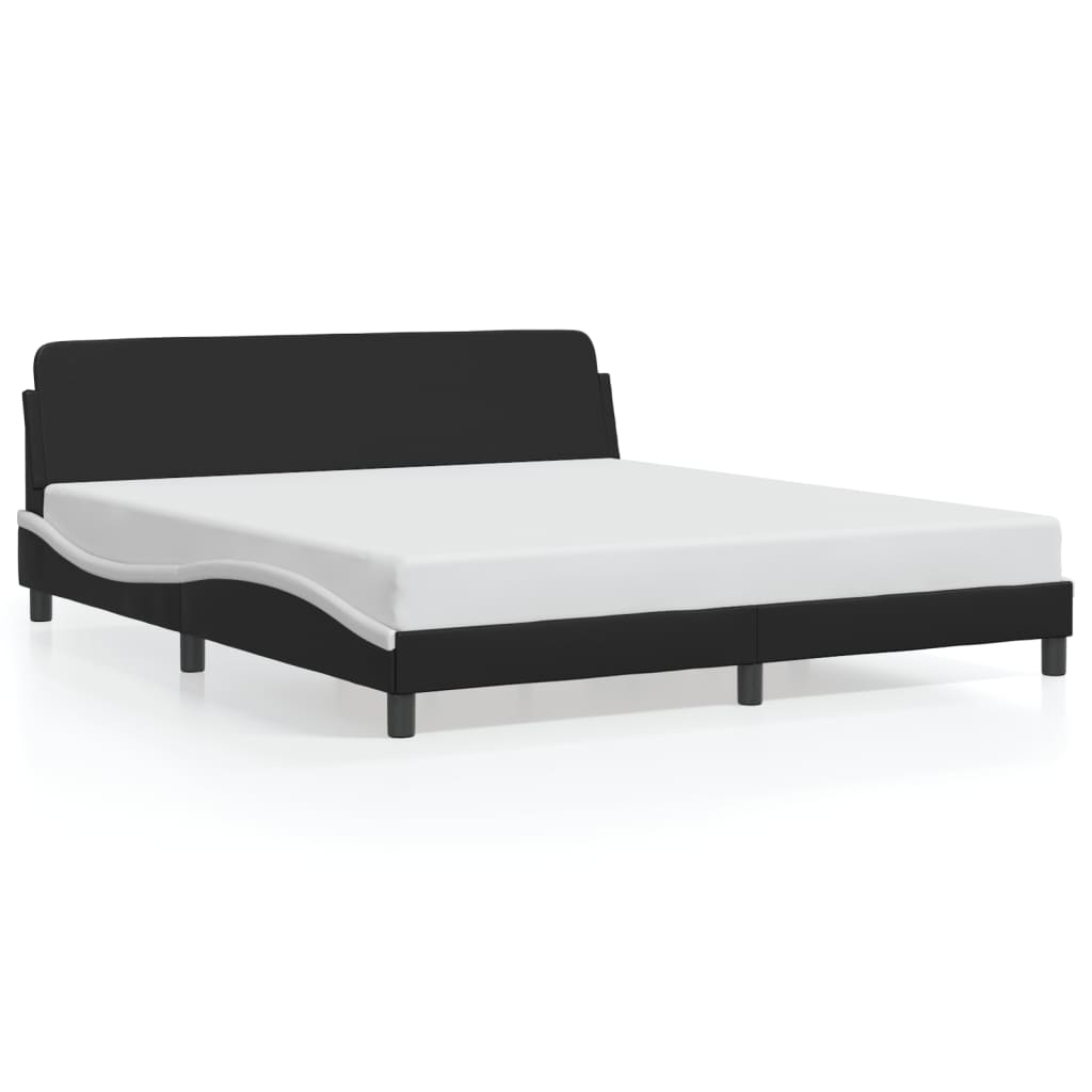 vidaXL Estructura de cama con cabecero cuero sintético negro y blanco