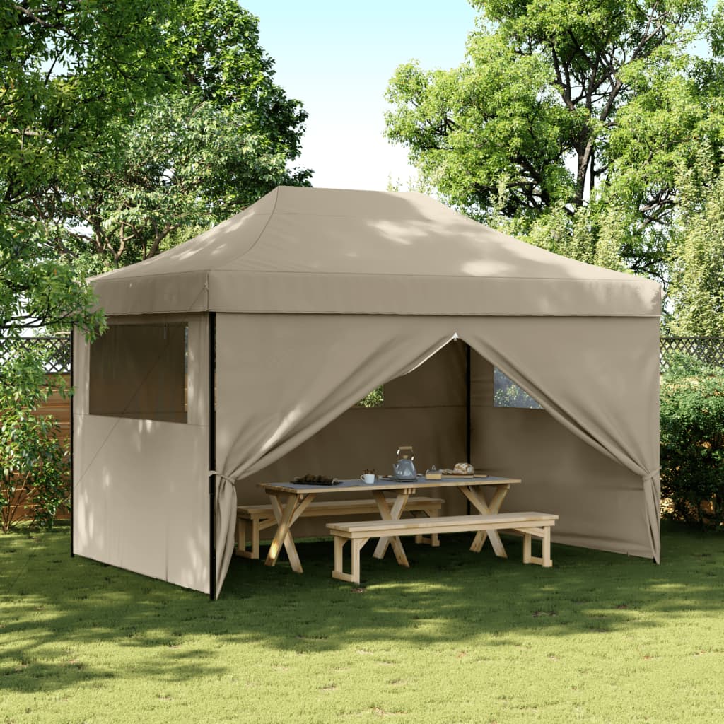 vidaXL Tienda de fiesta plegable Pop-Up con 4 paredes laterales taupe