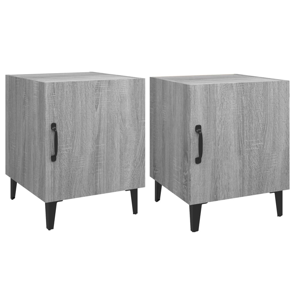 vidaXL Mesitas de noche 2 uds madera contrachapada gris Sonoma