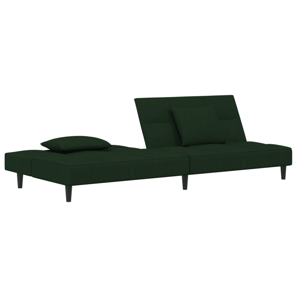 vidaXL Sofá cama de 2 plazas con dos almohadas terciopelo verde oscuro